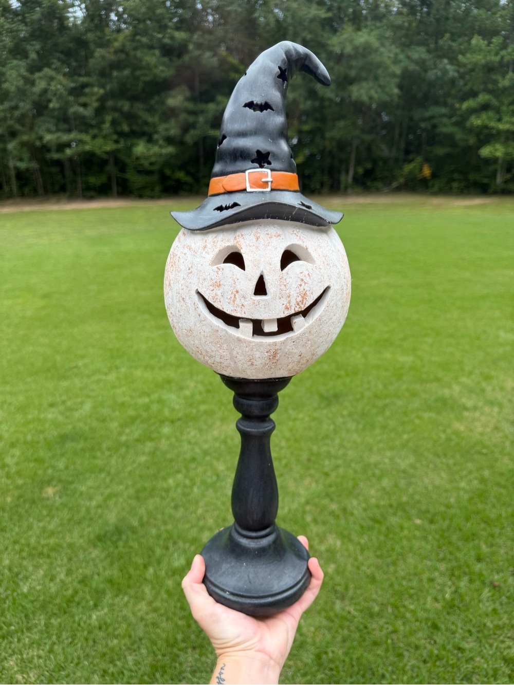 Pumpkin Head Jack O' Lantern LED Light Up Pedestal Lamp Halloween Decor 20"